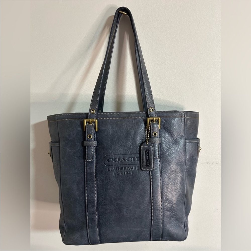 Vintage Coach Hampton Leatherware Tote Navy Blue Leather – Style 1941 Collection